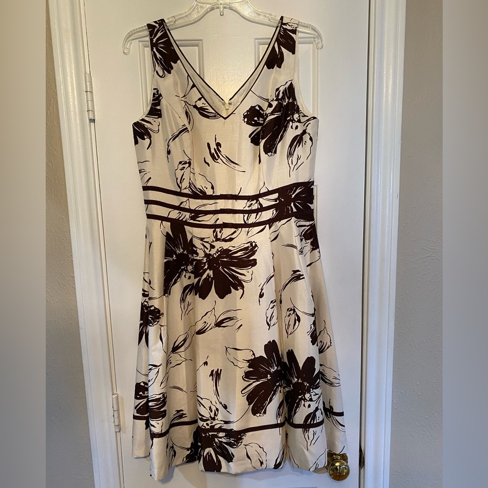 Brown and cream floral summer/spring dress